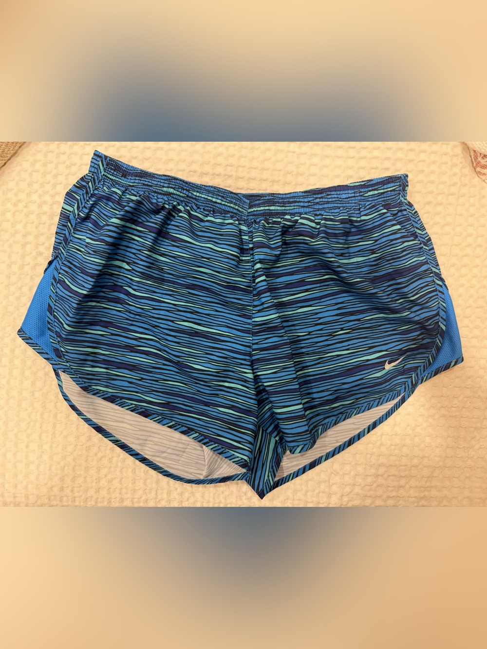 Nike Blue Striped Women’s Athletic Shorts
